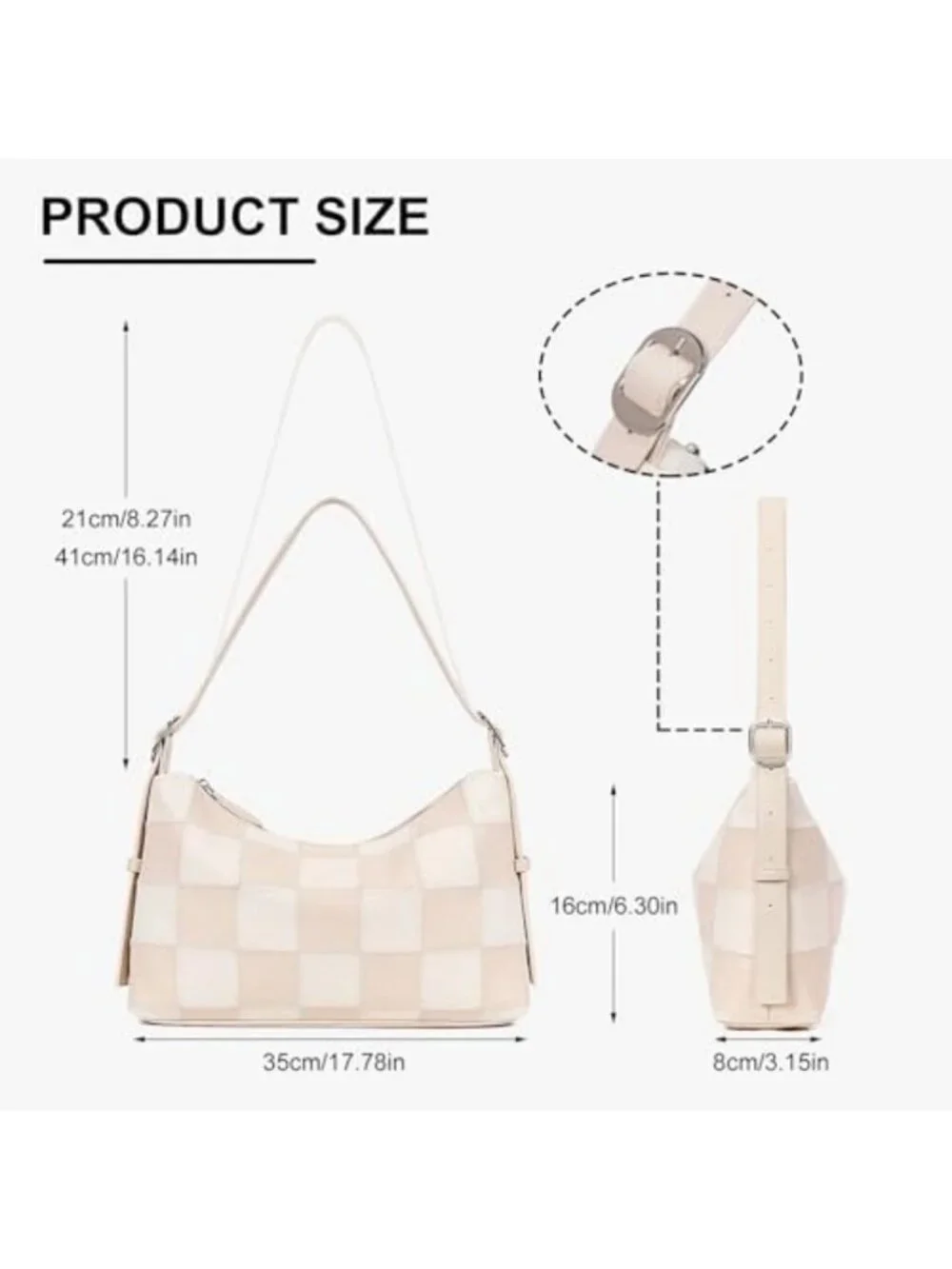 Chic Checkered Black & White Crossbody Bag | Trendy Leather Tote & Hobo Handbag